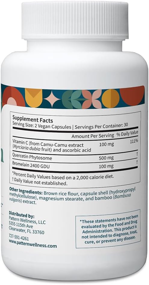 Pattern Wellness Quercetin Supplement with Bromelain - Immune Function & Cellular Health Support - Antioxidant & Whole Body Wellness - 60 Vegan Capsules 4