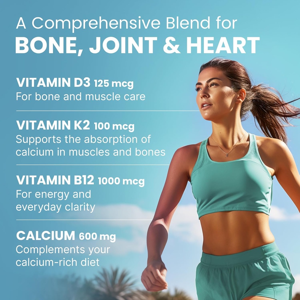 4-in-1 Calcium Supplements for Women and Men - Calcium with Vitamin D3 K2 5000 IU Supplement, 601mg per Serving for Heart, Bones & Body Defenses - Gluten-Free, Vegan-Friendly (480 ct) 5