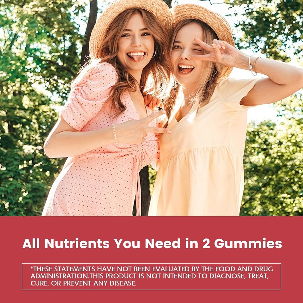Nature's Key Women's Strawberry Flavored Multivitamin Gummies, 90 Count, Immune Support, 18 Essential Vitamins, Niacin, Pantothenic Acid, Biotin, Calcium & Folic Acid 6