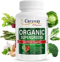 Organic Superfoods Vitamins Super Greens Complex by Caraway Vitamins 1,350 mg per Serving 28 Fruits Vegetables Greens 60 Count Tablets Non-GMO Natural for Men & Women 2