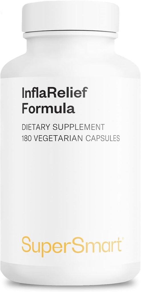Supersmart - InflaRelief Formula - with Tumeric Curcumin, Bioperine, Quercetin & Bromelain | Non-GMO & Gluten Free - 180 Vegetarian Capsules 2