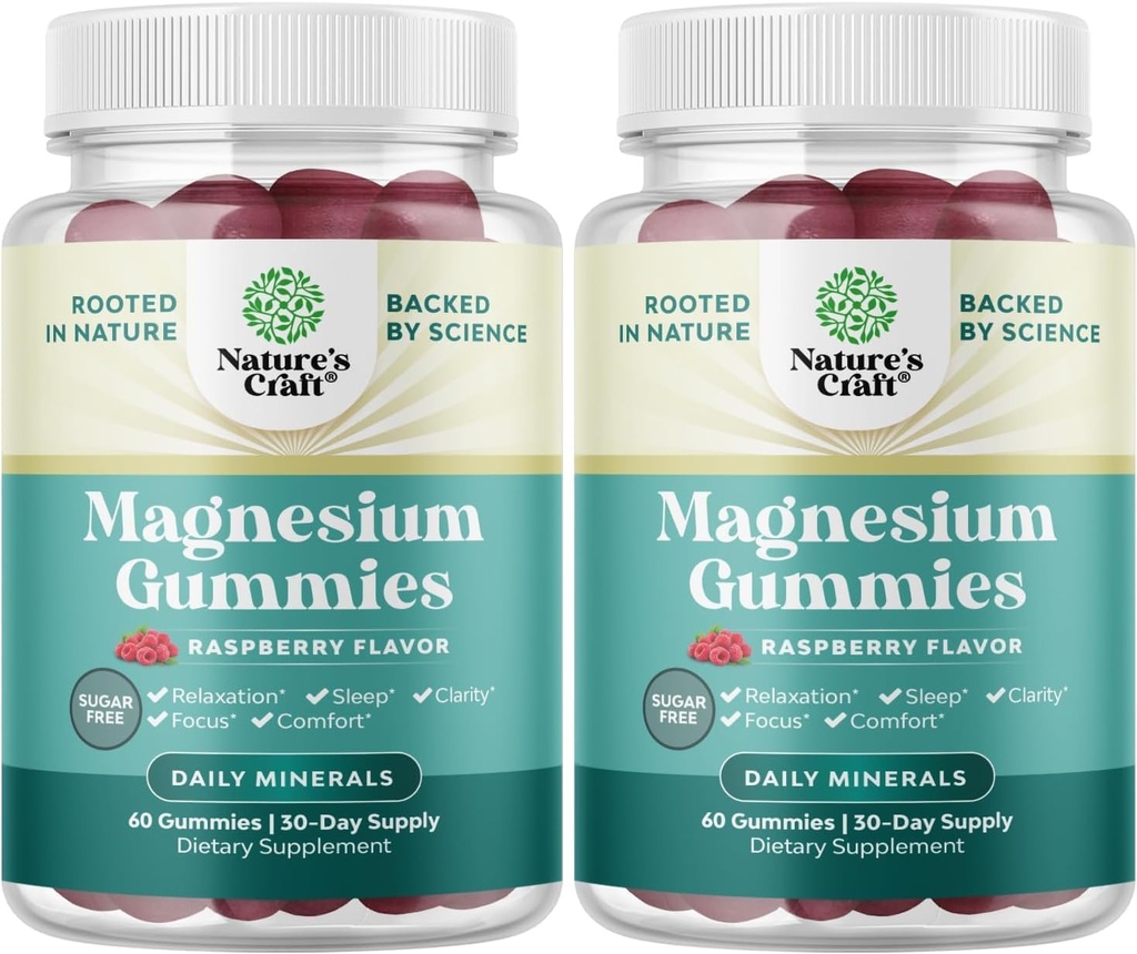 Sugar Free Magnesium Gummies for Adults - Vegan Chewable Magnesium Citrate Gummies with 180mg Elemental - Relaxing Gummy Non GMO Halal and Gluten Free Berry Flavor (2 Months) 2