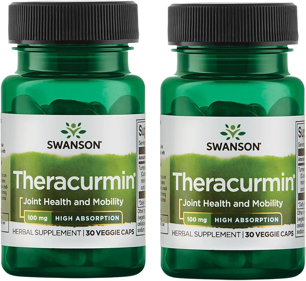 Swanson Theracurmin - Herbal Supplement Supporting Joint Health & Mobility - Formulated for High Absorption - (30 Capsules, 100mg Each) (2 Pack) 2