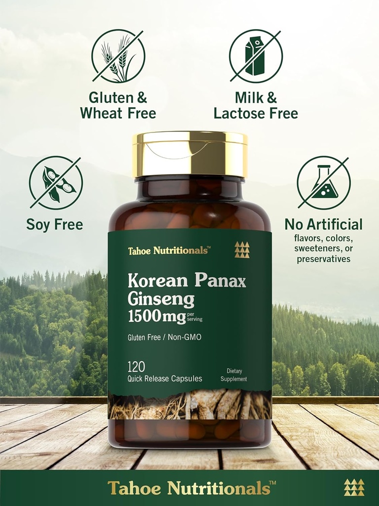 Carlyle Korean Panax Ginseng | 1500mg | 120 Capsules | Non-GMO and Gluten Free Supplement | Tahoe Nutritionals 6