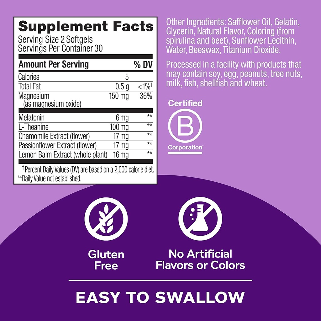 OLLY Ultra Strength Sleep Softgels, 10mg Melatonin, L-Theanine, Chamomile, Magnesium, Lemon Balm, Supports Deep Restful Sleep, Nighttime Sleep Aid, Non Habit-Forming, 60 Count (Pack of 2) 4