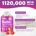 Biotin Gummies for Women and Men, 8 in 1 Organic Formula, Max Strength Biotin and Collagen Gummies with Keratin, Folic Acid & Vitamins, for Hair Growth, Skin and Nails Supplement, Sugar Free,120 Count 5