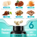 6 in 1 Mushroom Supplement - Focus, Memory, Nootropics Brain & Immune Support Mushroom Complex with Lions Mane, Reishi, Cordyceps, Chaga, Turkey Tail, Maitake (120 Capsules) 3