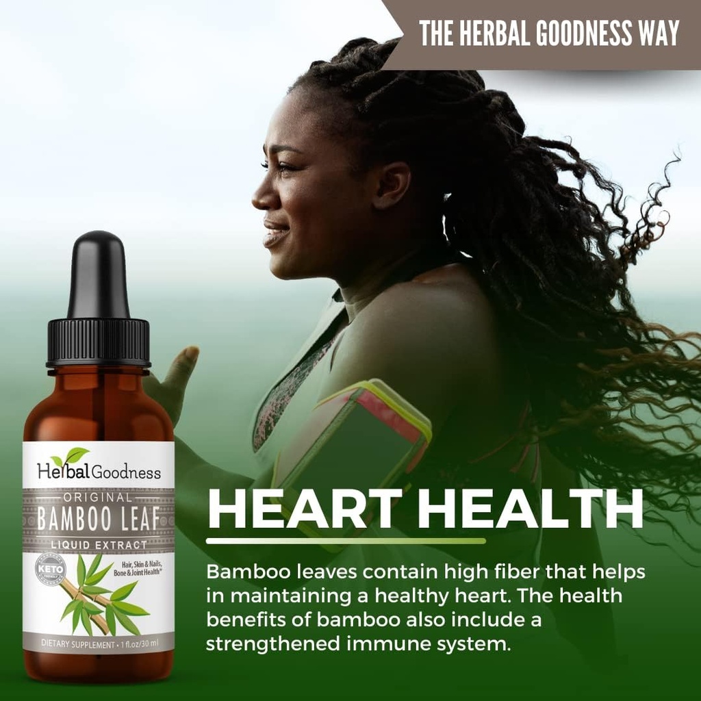 Bamboo Extract for Hair Growth - 70% Natural Silica - Vegan Collagen Superfood, Dietary Fiber for Hair, Skin, Nail & Joint Health -12(1oz) btls - Herbal Goodness 4