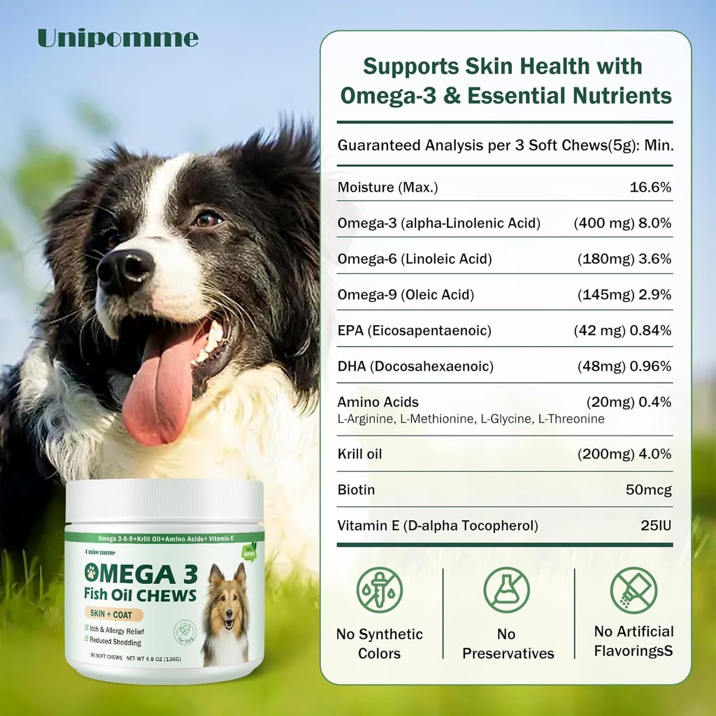 Dog Allergy Relief Chews - Omega 3 Fish Oil Skin and Coat Supplement - Dog Itching & Ears Relief - Reduced Shedding, Seasonal Allergies Dry Skin Itchy Paws Hot Spots Treatment 4