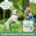 Dog Allergy Relief Chews - Omega 3 Fish Oil Skin and Coat Supplement - Dog Itching & Ears Relief - Reduced Shedding, Seasonal Allergies Dry Skin Itchy Paws Hot Spots Treatment 5
