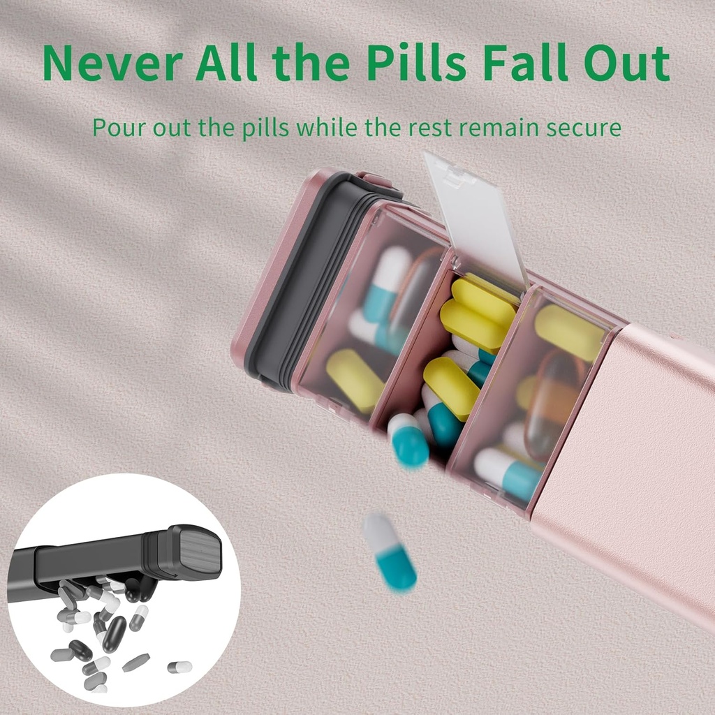 7 Day Weekly Metal Pill Organizer for Travel, Kursoaya Premium Aluminum Daily Pill Box, Cute Portable Pill Case, Large Capacity Pill Holder for Supplements, Pills, Vitamins, Medicine 3