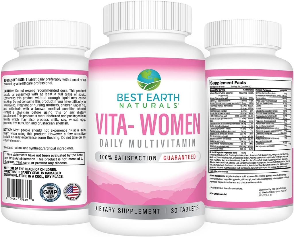 Best Earth Naturals VITA Women's Daily Multivitamin, Immune Support, Vitality & Well-Being, 100+ Vitamins, Minerals & Herbs 3