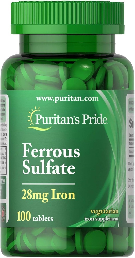 Puritan's Pride Iron Ferrous Sulfate 28 mg-100 Tablets 2