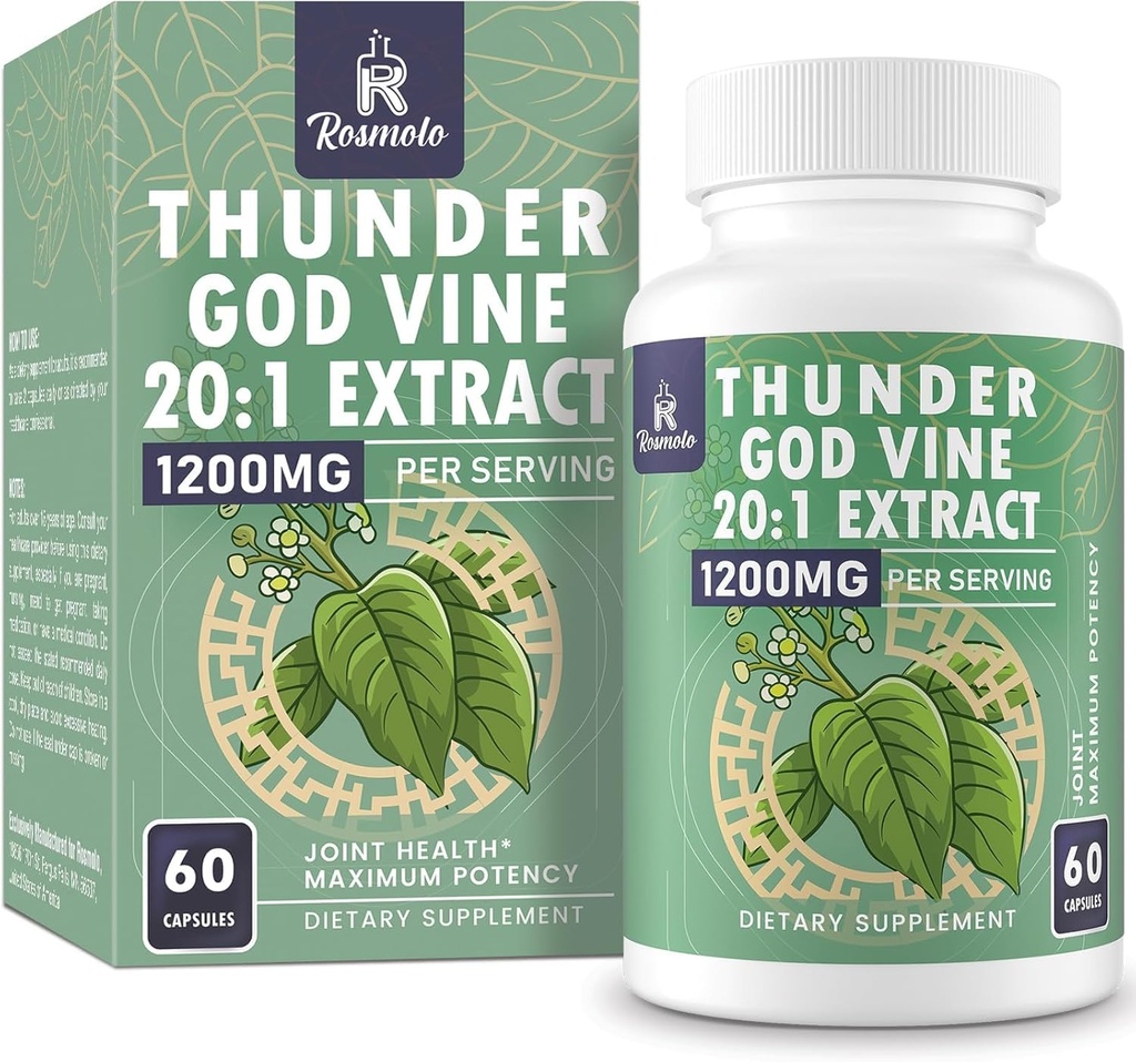 1200 MG Thunder God Vine Root Extract 20:1 Supplement, Tripterygium Wilfordii Herbal Supplement, Vegan Formula with Lei Gong Teng Extract, 60 Capsules 2