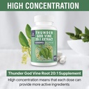 1200 MG Thunder God Vine Root Extract 20:1 Supplement, Tripterygium Wilfordii Herbal Supplement, Vegan Formula with Lei Gong Teng Extract, 60 Capsules 4