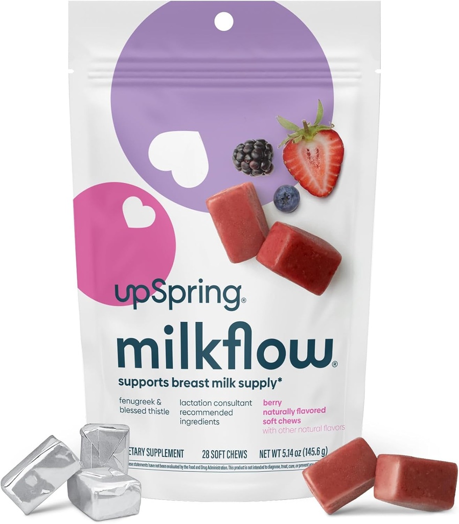 UpSpring Lactation Supplement for Breastfeeding, Lactation Snacks with Fenugreek and Blessed Thistle, Breastfeeding Essentials Support, Breast Milk Supply - Mixed Berry (28 Count) 2