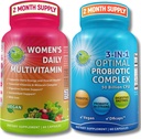 Women’s Multivitamin & Probiotic Support Bundle – 3-in-1 Probiotic with Digestive Enzymes & Prebiotic & Women’s Daily Multivitamin with Iron – Vegan, Non-GMO, Clean Daily Wellness Support 2