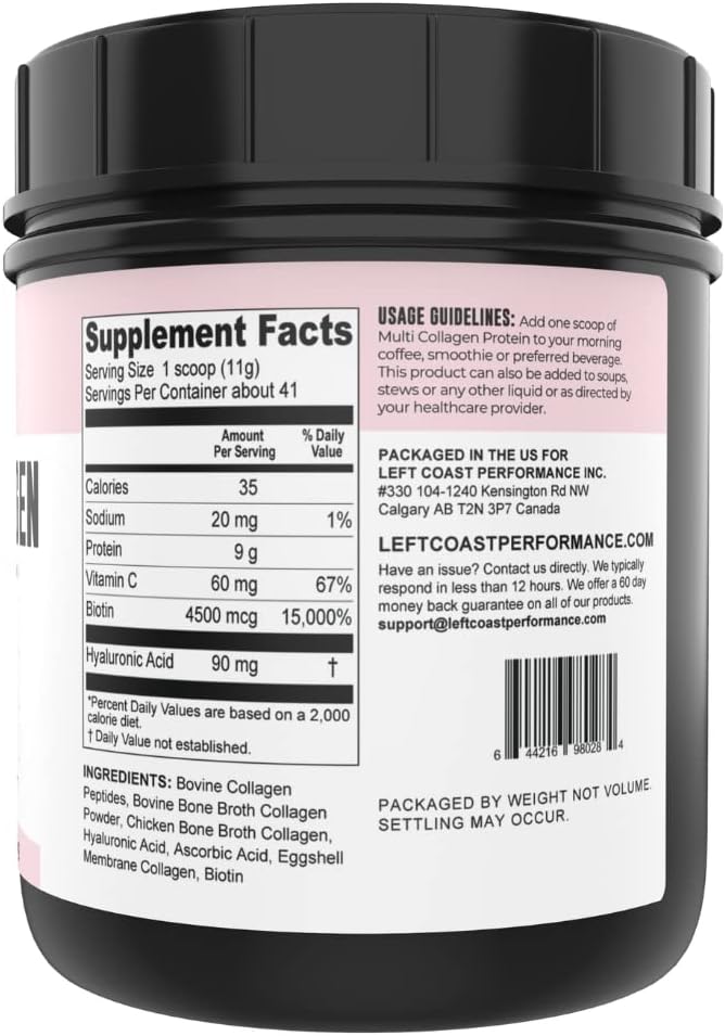 Left Coast Performance Vanilla Bone Broth and Multi Collagen Powder for Joint, Hair, Skin, and Nails Support 6