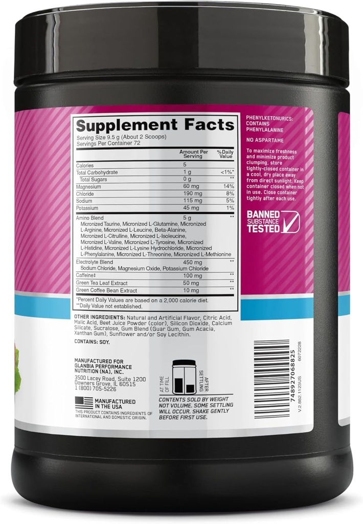 Optimum Nutrition Amino Energy + Hydration Wild Berry 72 Servings 4