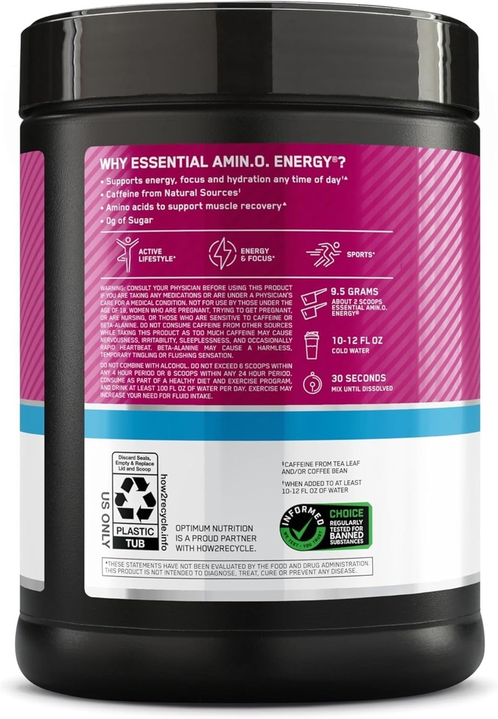 Optimum Nutrition Amino Energy + Hydration Wild Berry 72 Servings 5