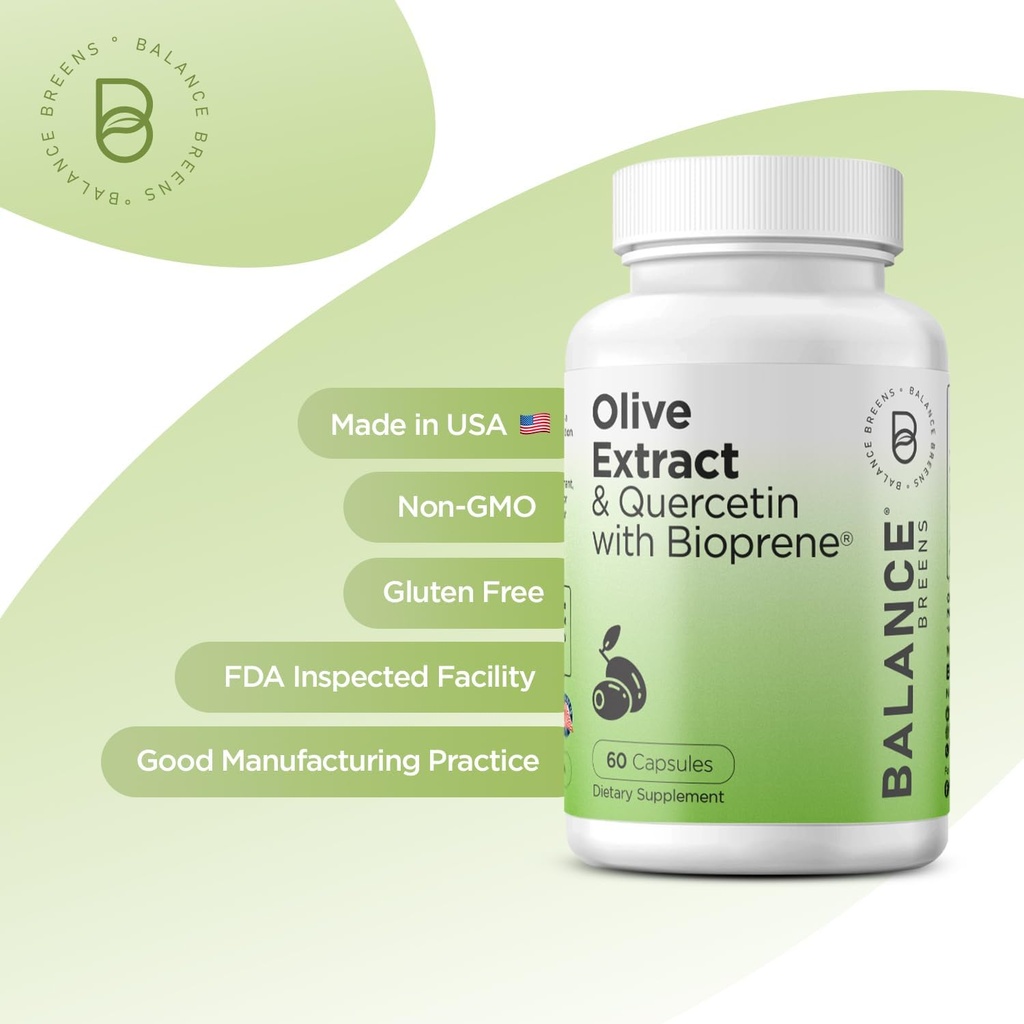 Balancebreens Olive Leaf Extract & Quercetin 400mg with Bioperine, 60 Capsules - Immunity Booster 6