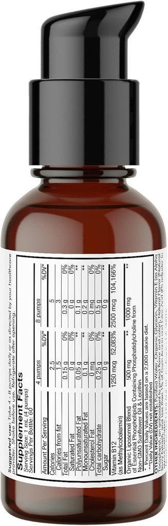 Codeage Liquid Vitamin B12 Methylcobalamin Supplement, 2-Month Supply, Bioavailable Methyl B12, Vegan Non-GMO, 2 fl oz 6