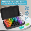 Monthly Pill Organizer 2 Times a Day with Weekly Pill Bag, 30 Day Pill Box Organizer with 32 Daily Compartments, One Month Pill Box Holder with Hard Travel Case 31 Days Medication Management 3