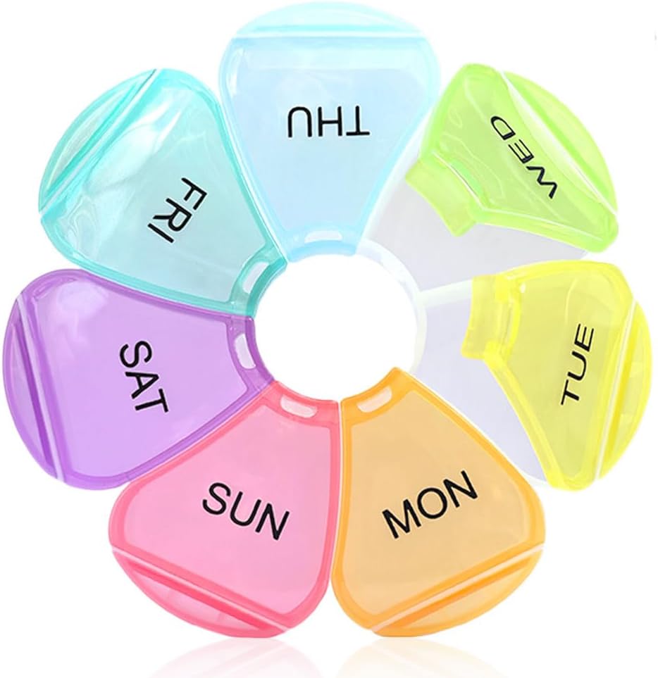 Weekly Pill Organizer 7 Day, Large Daily Pill Cases, Pill Box, Pill Holder, Pill Dispenser, Travel Pill Organizer for Vitamins, Fish Oils, Supplements (Colorful) 2