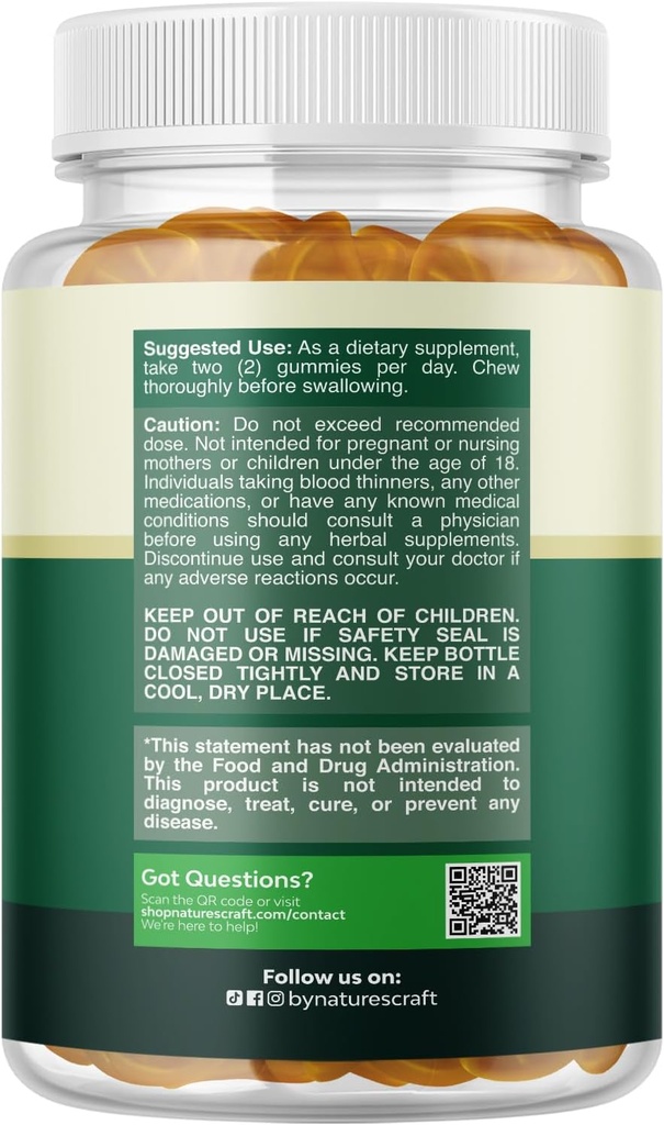 Natures Craft Cleansing Herbal Liver Detox Gummies Liver Support Milk Thistle Gummies with Artichoke Extract Turmeric Curcumin and L-Carnitine - Vegan and Non-GMO - Sweet Lemon (60 Servings) 3