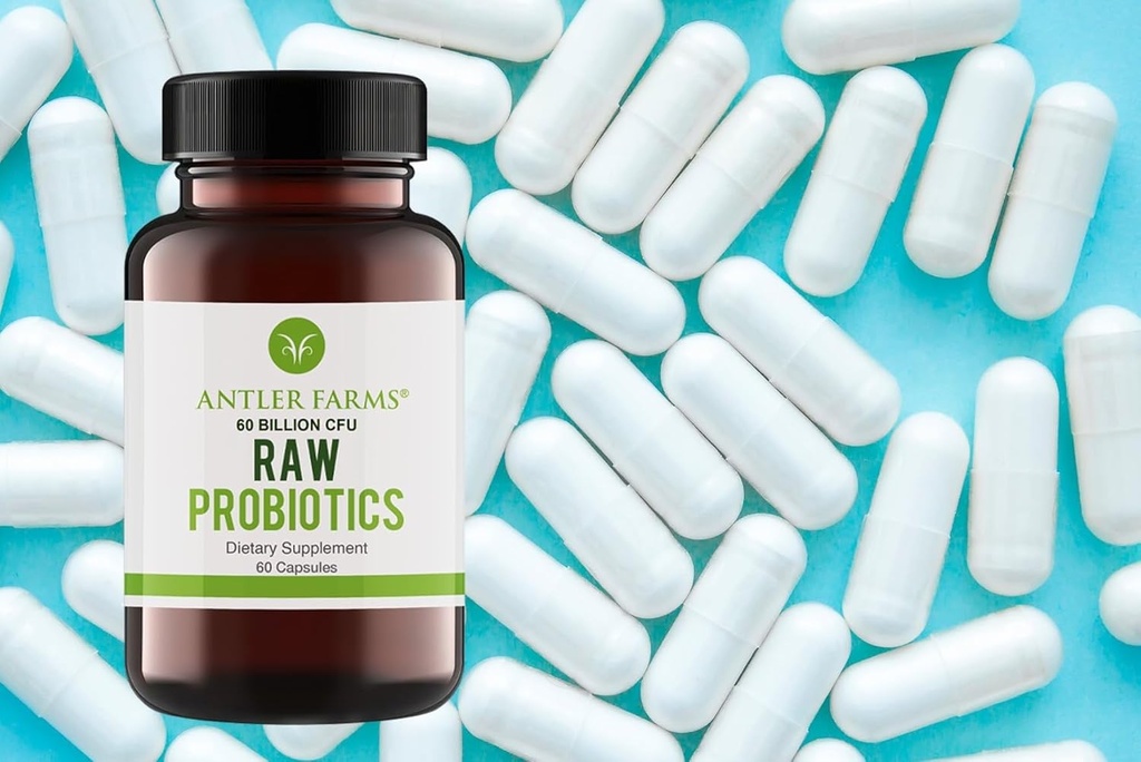 Antler Farms - Raw Probiotics for Digestive Health 60 Billion CFU, 60 Capsules - Prebiotics & Probiotics with Digestive Enzymes, 100% Vegan, Non-GMO, Shelf-Stable for Women & Men 3
