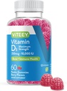 Viteey Vitamin D3 Gummies for Adults & Teens - 10,000 IU, 250mcg, Maximum Strength - Joint & Muscle Health, Immune Boost - Chewable Vitamin D Gummies - Vegetarian, Gelatin Free - Tasty Berry Flavored 2