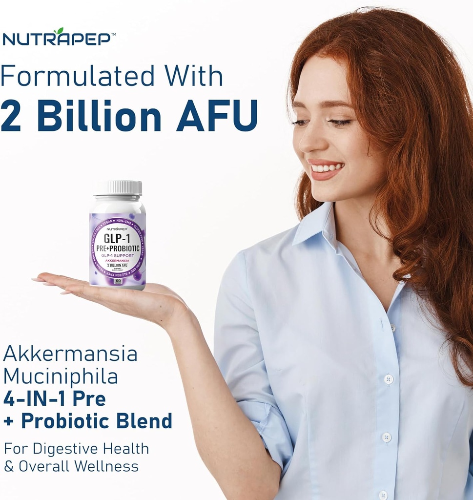Akkermansia Muciniphila GLP-1 Probiotic Supplements - 2 Billion AFU with Xylooligosaccharides XOS Clostridium Bifidobacterium Increases GLP1 Production - Gluten Free Vegan Capsules for Men Women 3