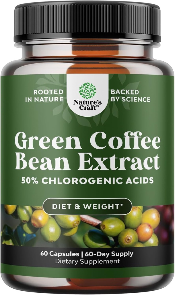 Pure Green Coffee Bean Extract - Super Energizing Green Coffee Extract with 50% Chlorogenic Acid for Antioxidant Heart Health Mental Focus and Size Reduction - Natural Energy Supplement for Adults 2