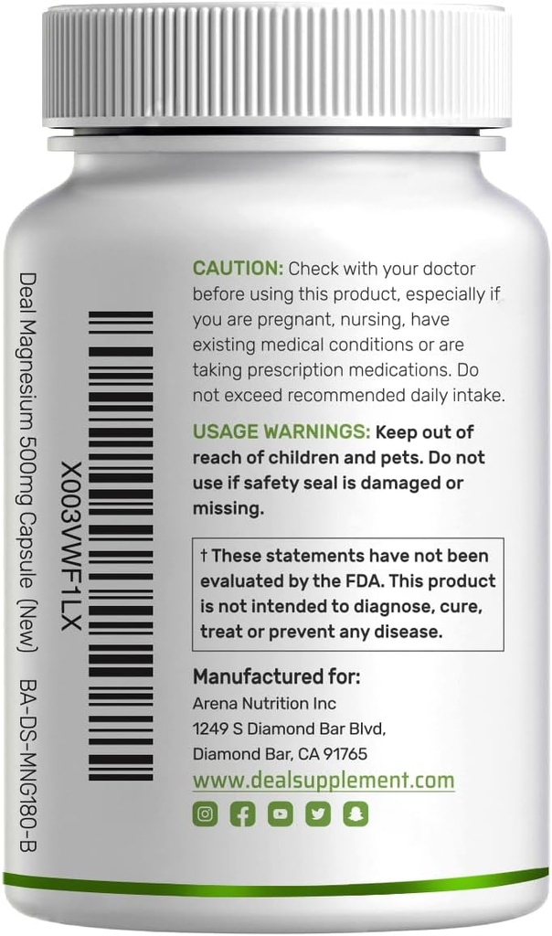 2 Pack Magnesium Glycinate 500mg, 480 Veggie Capsules | 100% Chelated for Easy Absorption | Essential Mineral Supplement for Muscle, Sleep, & Heart Health 3