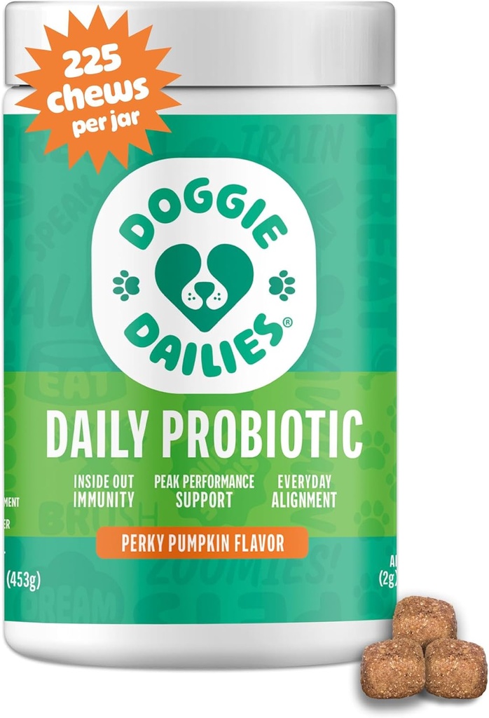 Doggie Dailies Probiotics for Dogs - Advanced Dog Probiotics with Prebiotics - Promotes Digestive Health - Supports Immune System and Overall Health (Pumpkin) 225 Soft Chews 2