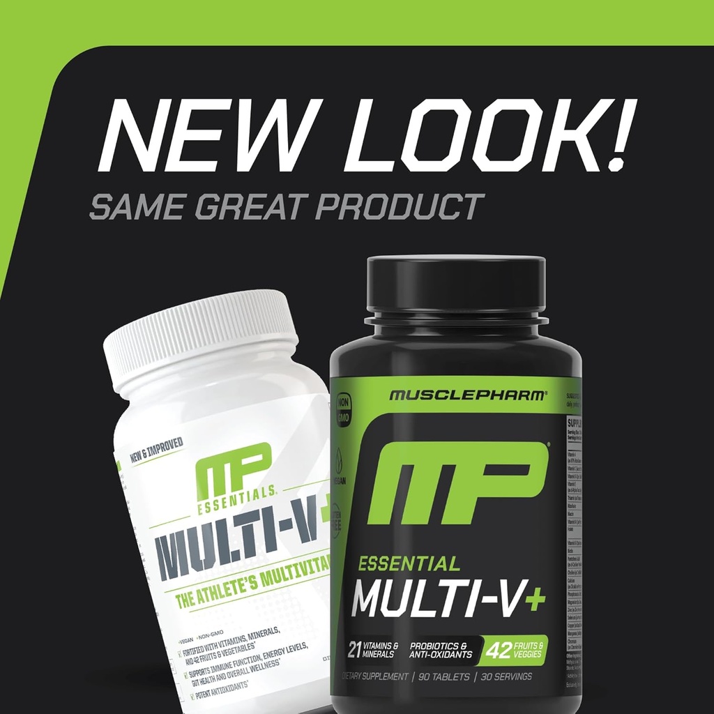 Muscle Pharm Essentials Multi-V+, The Athlete's Multi-Vitamin, Enhanced Energy, Performance & Immune Health, Daily Multivitamin for Men & Women with Minerals Plus Probiotics, 90 Tablets, 30 Servings 3