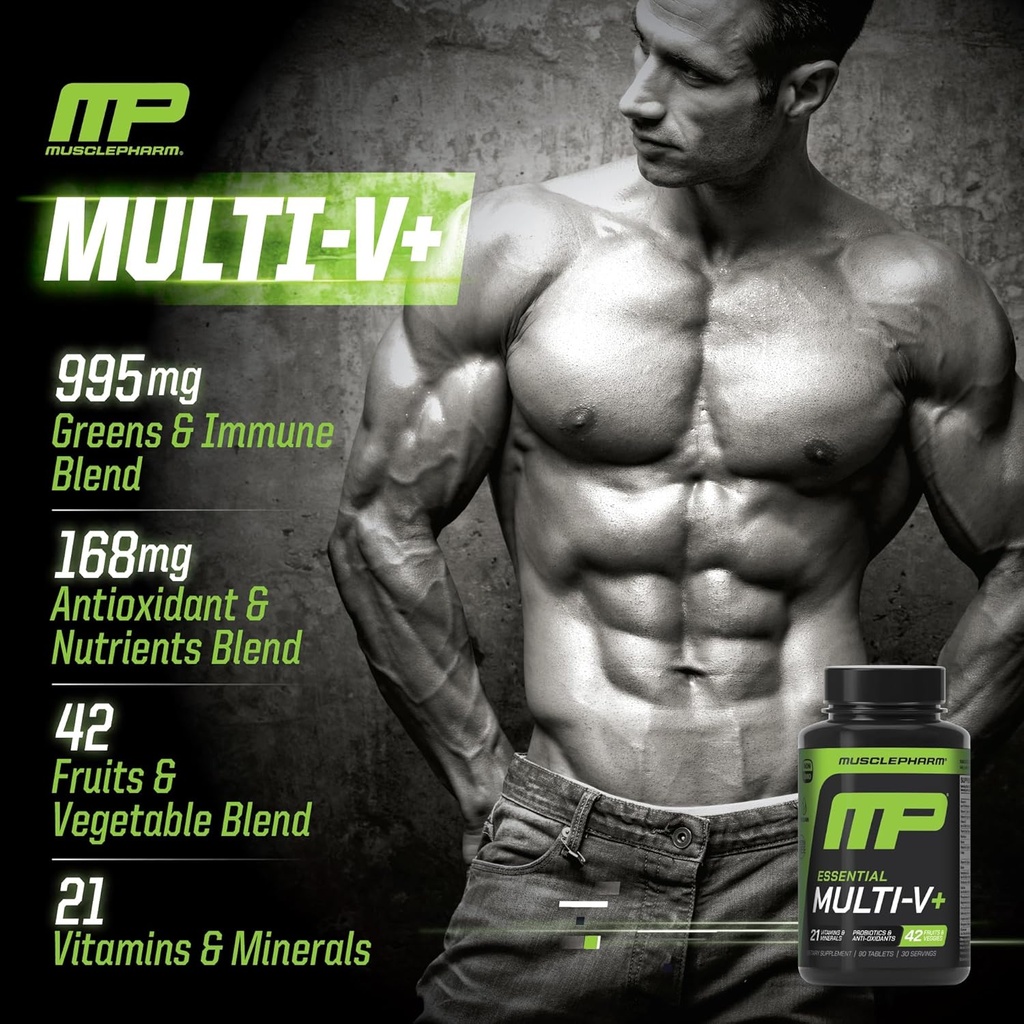 Muscle Pharm Essentials Multi-V+, The Athlete's Multi-Vitamin, Enhanced Energy, Performance & Immune Health, Daily Multivitamin for Men & Women with Minerals Plus Probiotics, 90 Tablets, 30 Servings 4