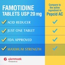 Glenmark Maximum Strength Famotidine Tablets, 20 mg, Acid Reducer for Heartburn Relief, 100 Count 4