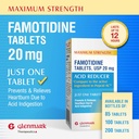 Glenmark Maximum Strength Famotidine Tablets, 20 mg, Acid Reducer for Heartburn Relief, 100 Count 5