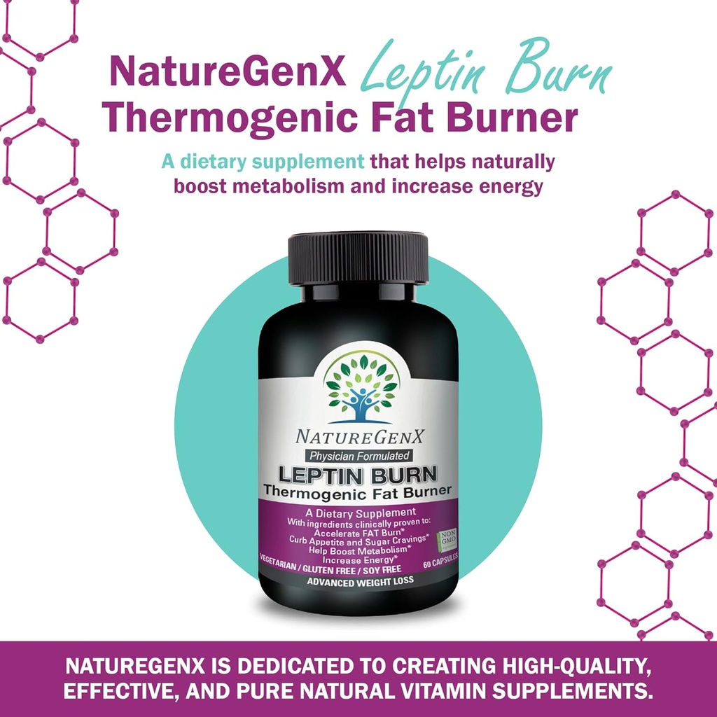 Leptin Burn - Thermogenic Fat Burner, Appetite Suppressant, Energy Booster & Metabolism Booster for Weight Loss - Diet Pills That Work Fast for Women & Men - 60 Slim Pills, Gluten Free 3