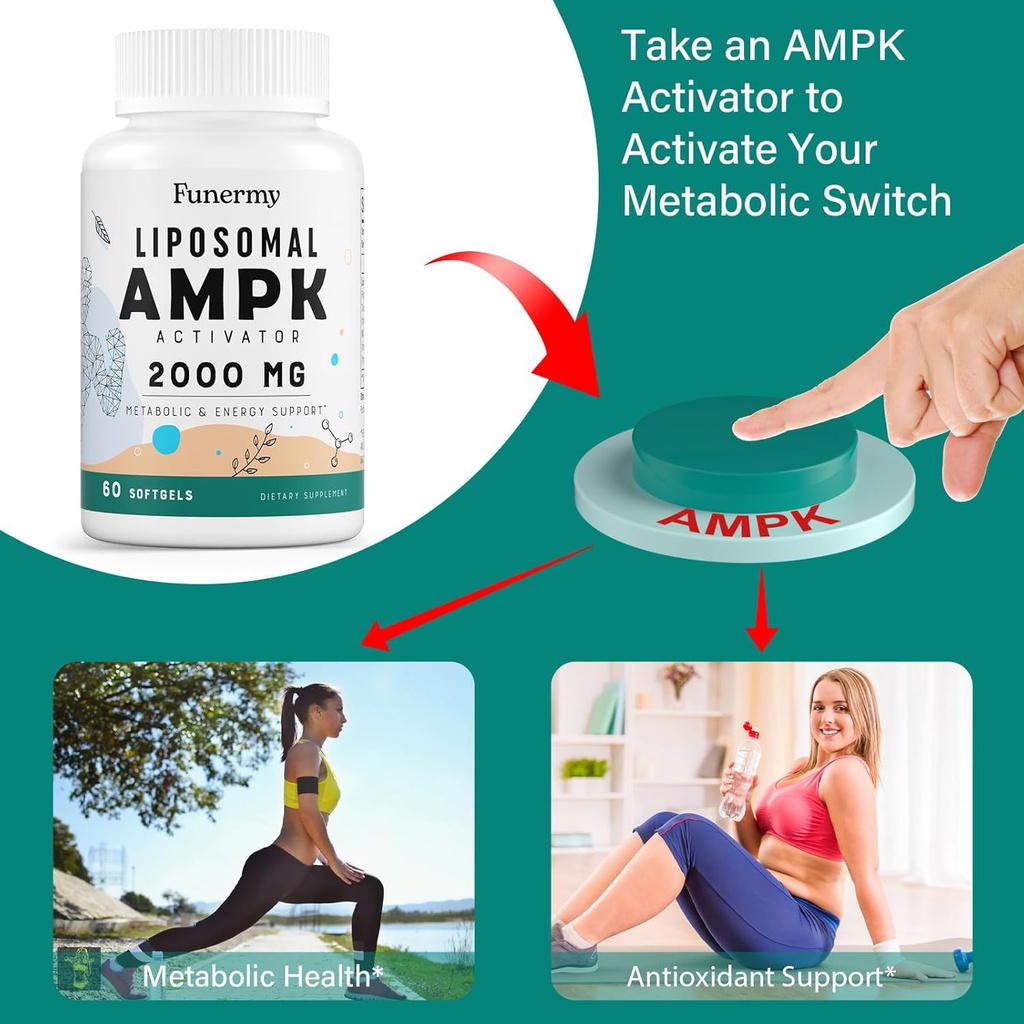 Liposomal AMPK Activator 2000 mg - High Bioavailability Berberine HCL,DIM,Milk Thistle,and Cinnamon Bark Capsule 6-in-1 AMPK Supplements for Antioxidant Support and Cellular Regulation, 120 Softgels 6
