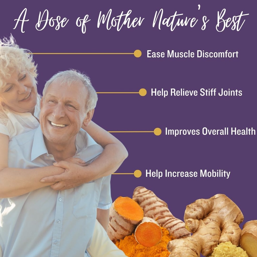 Nature’s Relief | Turmeric Supplement to Improve Body, Muscle & Joint Aches | Pure Turmeric Curcumin Supplement Organic, Boswellia & Ginger | Ease Discomfort & Increase Mobility | Non-GMO 30 Servings 4