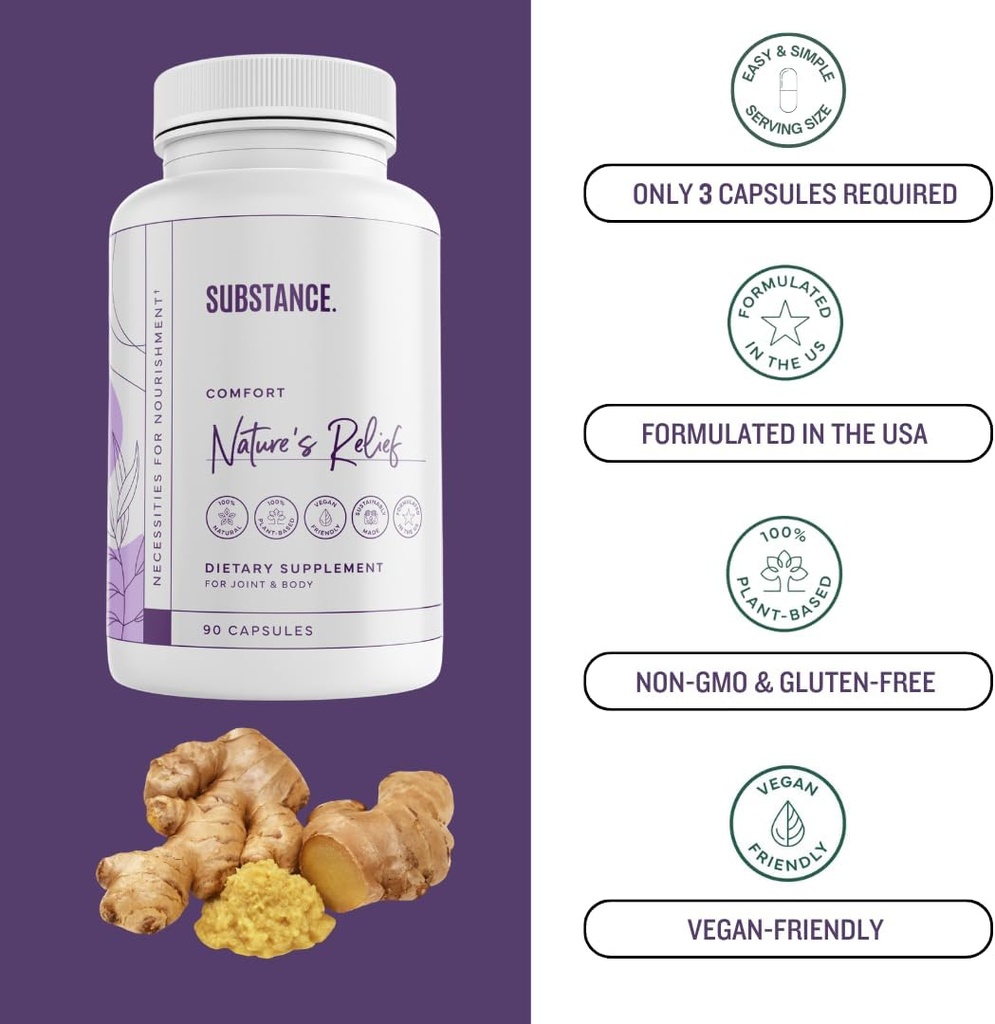 Nature’s Relief | Turmeric Supplement to Improve Body, Muscle & Joint Aches | Pure Turmeric Curcumin Supplement Organic, Boswellia & Ginger | Ease Discomfort & Increase Mobility | Non-GMO 30 Servings 6