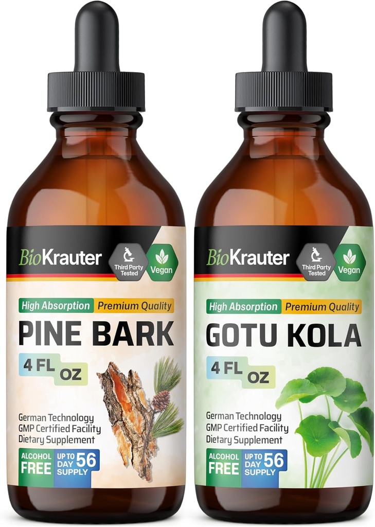 BIO KRAUTER Pine Bark Tincture 4 Fl. Oz. & Gotu Kola Tincture 4 Fl. Oz. 2