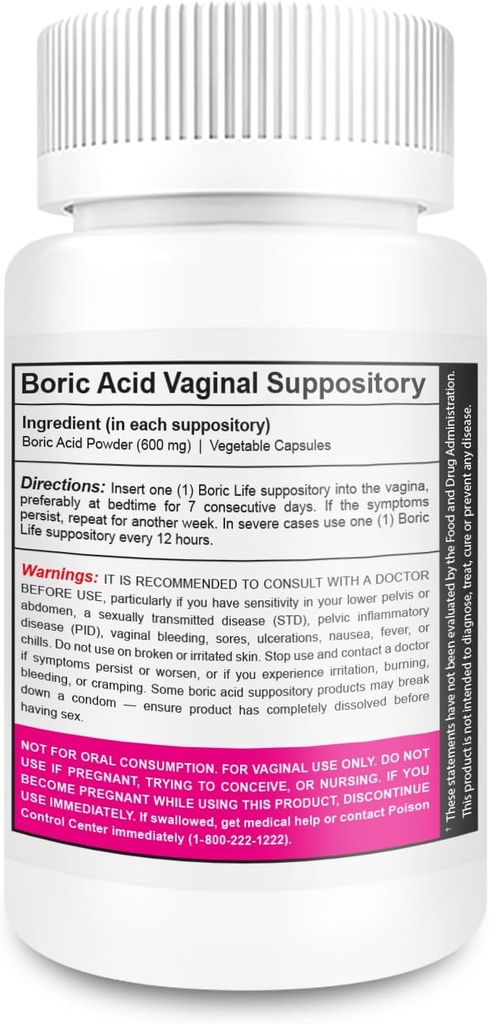NutraBlast Boric Acid Vaginal Suppositories - 100% Pure Made in USA - Boric Life Intimate Health Support (30 Count) 3