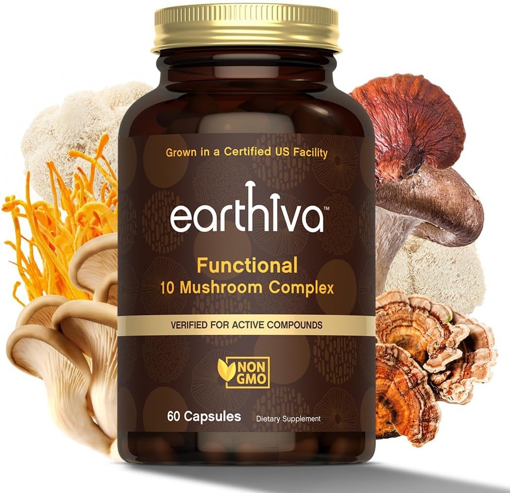 Mushroom Complex Supplement | 60 Capsules | 10-in-1 Blend | with Lion’s Mane, Chaga, Turkey Tail, Cordyceps, Maitake, Shiitake, Reishi, & More | Grown in a Certified US Facility 2