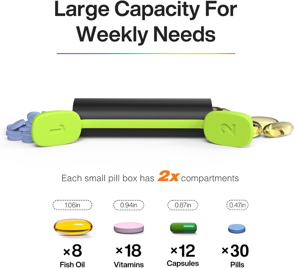 Weekly Pill Organizer 2 Times a Day - Am Pm Pill Box 7 Day, Large Twice Medicine Pill Case for Daily Medication, Vitamins, Fish Oils, Supplements Portable Week Pill Holder Container, Opaque Black 3
