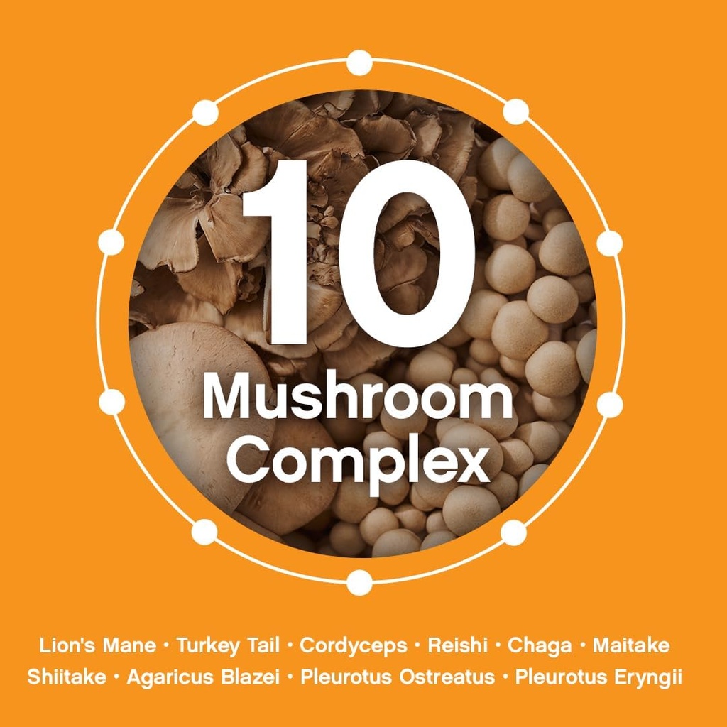 Mushroom Complex Supplement | 60 Capsules | 10-in-1 Blend | with Lion’s Mane, Chaga, Turkey Tail, Cordyceps, Maitake, Shiitake, Reishi, & More | Grown in a Certified US Facility 5