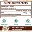 Liposomal NAD+ 500 MG Supplement, True NAD Plus Supplement, Superior Absorption, Boost NAD+ More Efficient Than Nicotinamide Riboside for Cellular Energy, Healthy Aging, 180 Serving 3