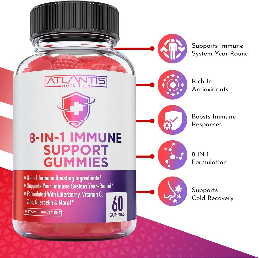Atlantis Nutrition 60 Hormonal Balance for Women Gummies + 8-in-1 Immune Support 60 Gummies 4